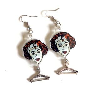 Mommy Dearest No Wire Hangers Acrylic Joan Crawford Drop Dangle Earrings